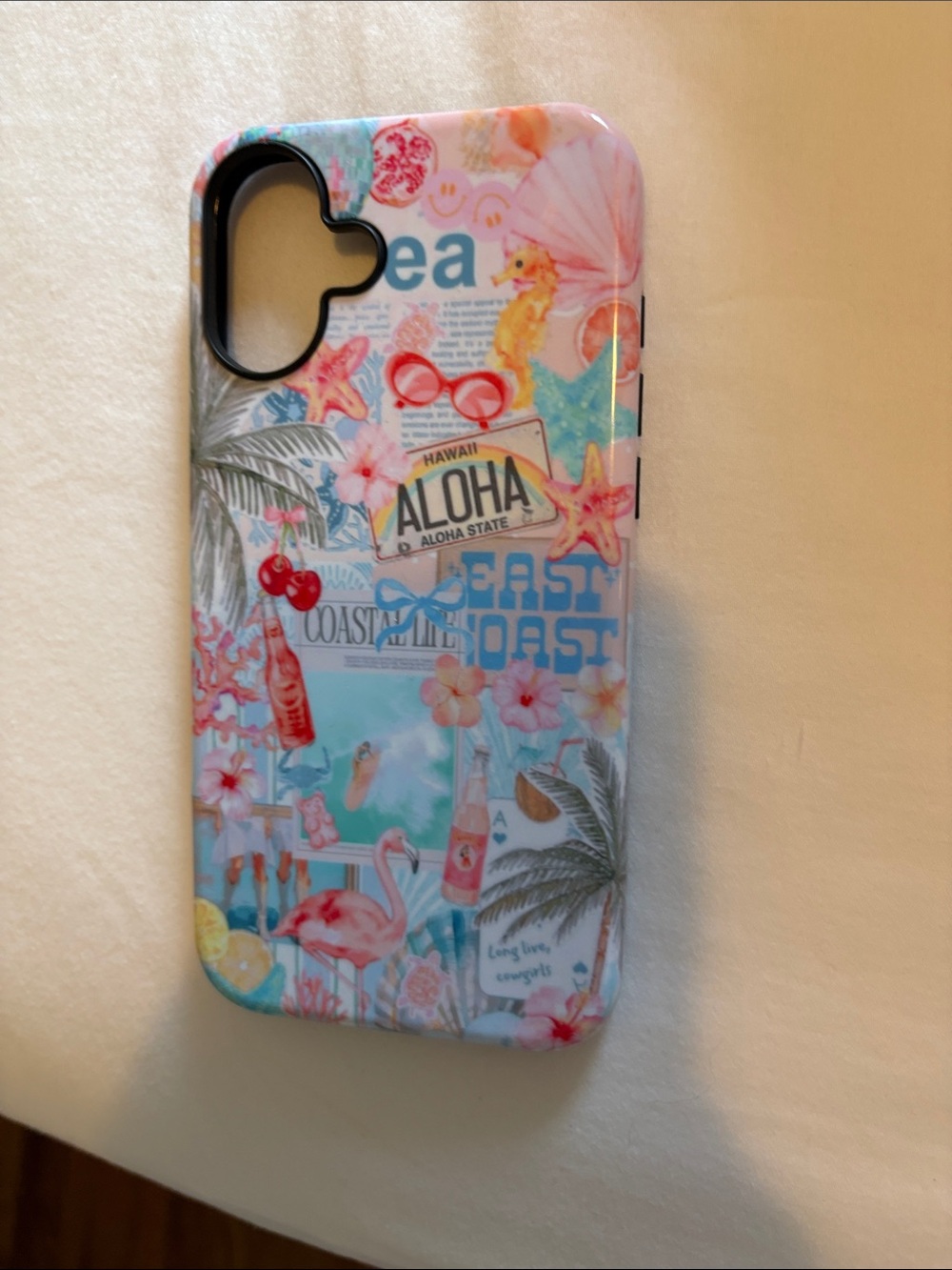 IPHONE 16 PLUS Floral Aloha Beach Print Phone Case - Pink Blue